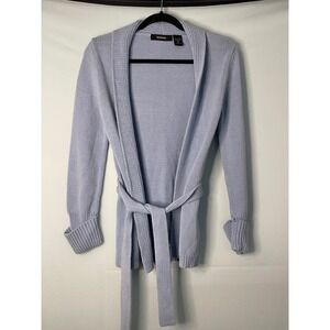 EXPRESS Women's Light Blue Knit Tie Waist Cardigan Sweater XS